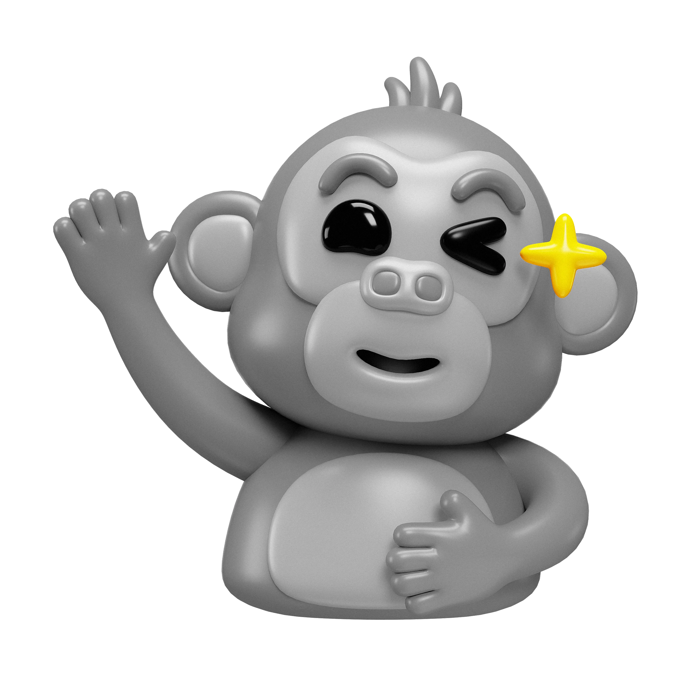 Mascote Mono com estrela na mão